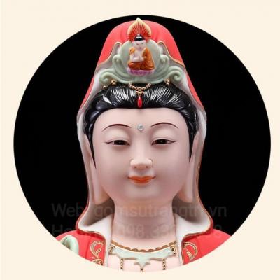 TƯỢNG SỨ PHẬT QUAN ÂM MEN MÀU